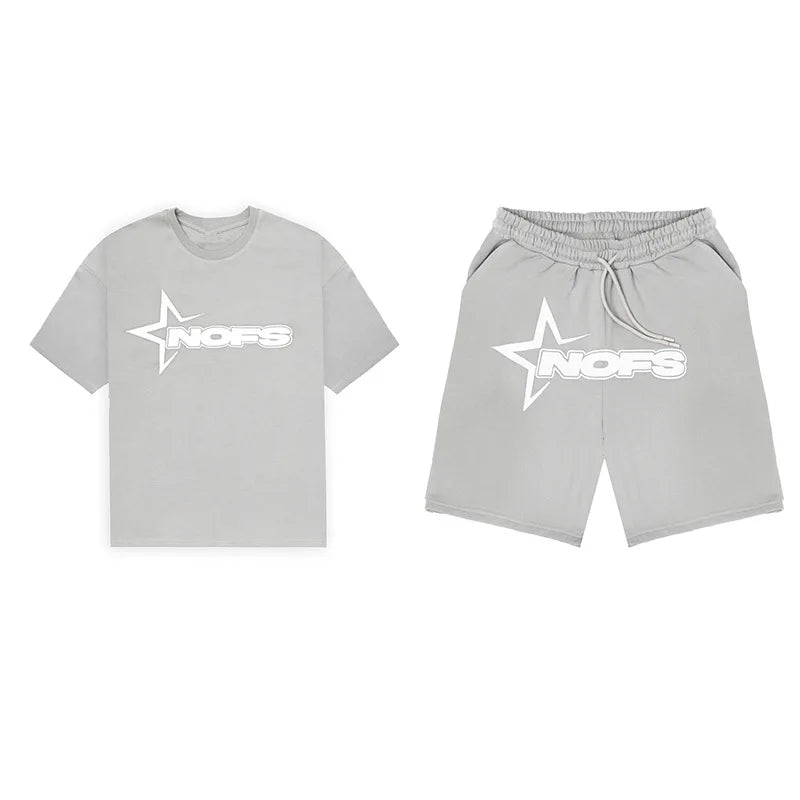 Summer Casual Sports Suit For Men Comfortable Breathable Clothing Running Sets Fitness Tracksuit T-shirt+Shorts Two-Piece Set