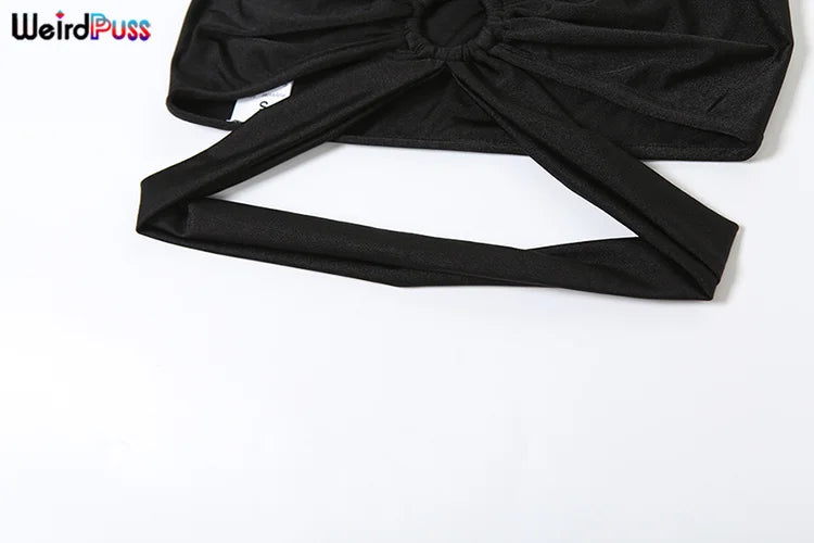 2 Piece Set, Cross Wrapped Camisole+Ruched Hollow Leggings
