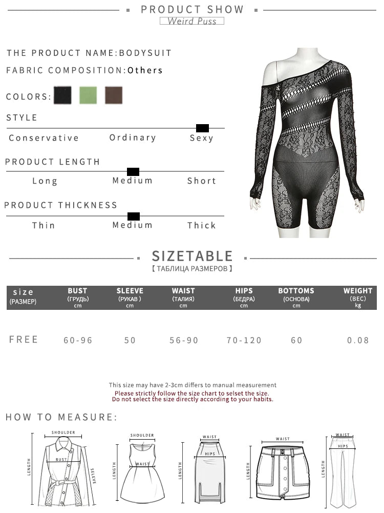 Weird Puss See Through Romper Women Sexy  Hollow Rhinestones Long Sleeve Skinny Irregular Off Shoulder Body-Shaping Playsuits