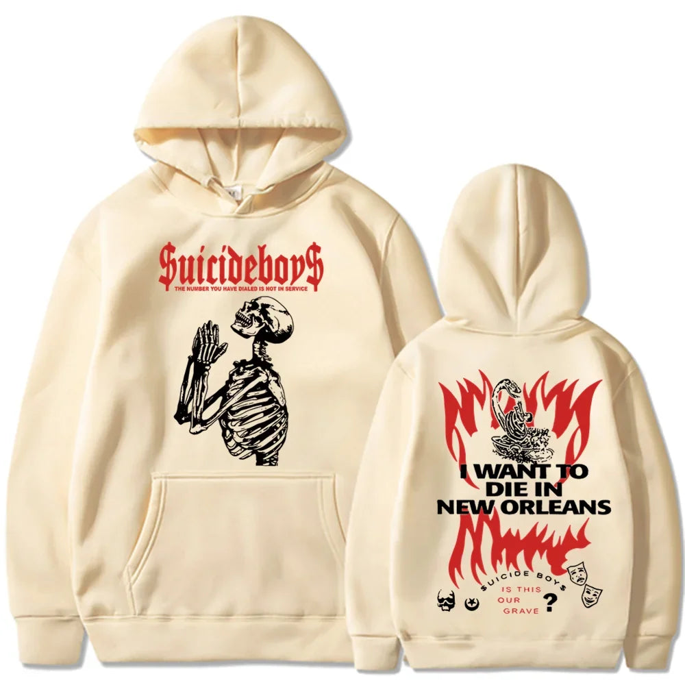 2025 new hoodie Suicide boy Wearing a hood, I want to die in New Orleans, super fashionable hoodie