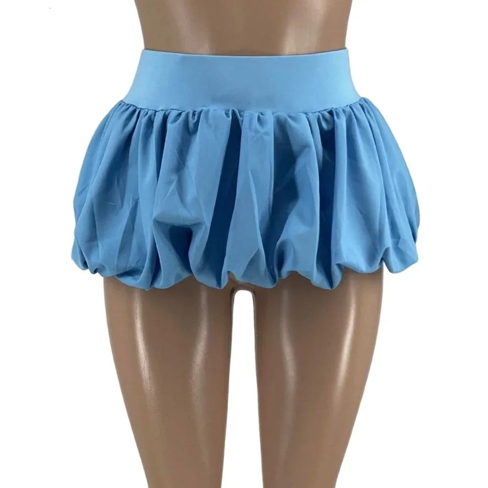 Sweet Bow Fashion, Two Piece Sets Women Thin Strap Slim Tank Top + Puffy Mini Skirts Outfits Female Streetwear