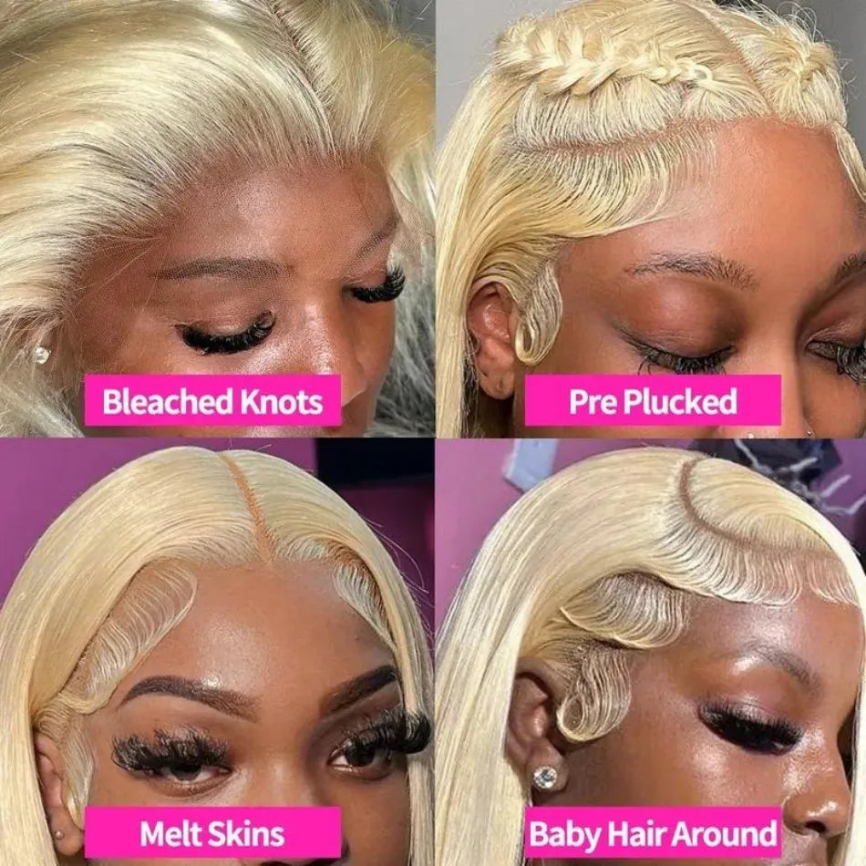 Deep Wave 613 Lace Front Wig Human Hair 13X6 30 32 Inch Blonde Wig Human Hair 220 Density Pre Plucked Lace Frontal Wig For Women