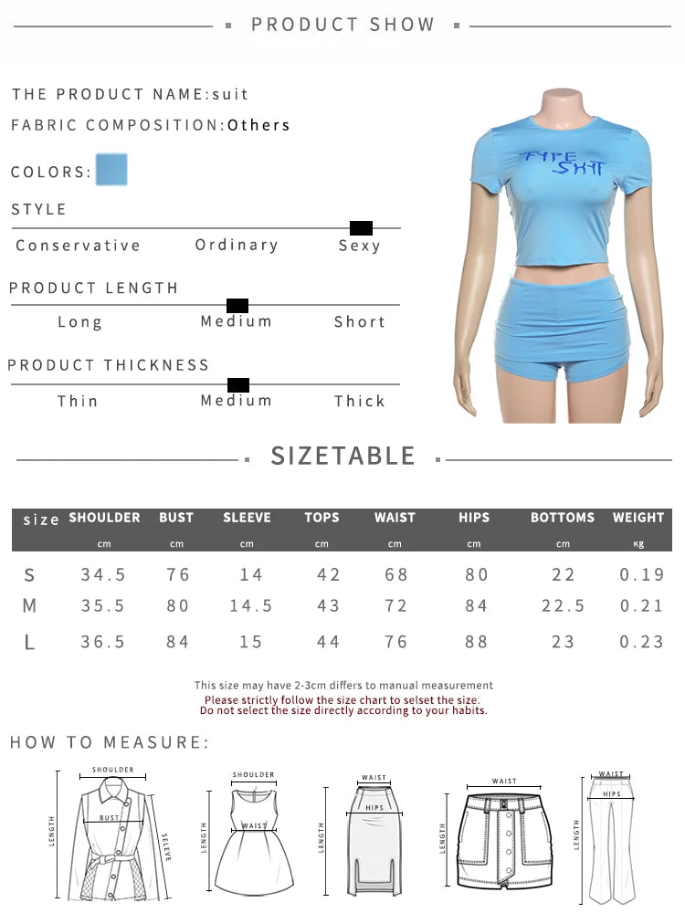 Weird Puss Casual Sporty 2 Piece Set Women Tracksuit Letter Print Short Sleeve Crop Tops+Ruched Shorts Daily Fashion Streetwear