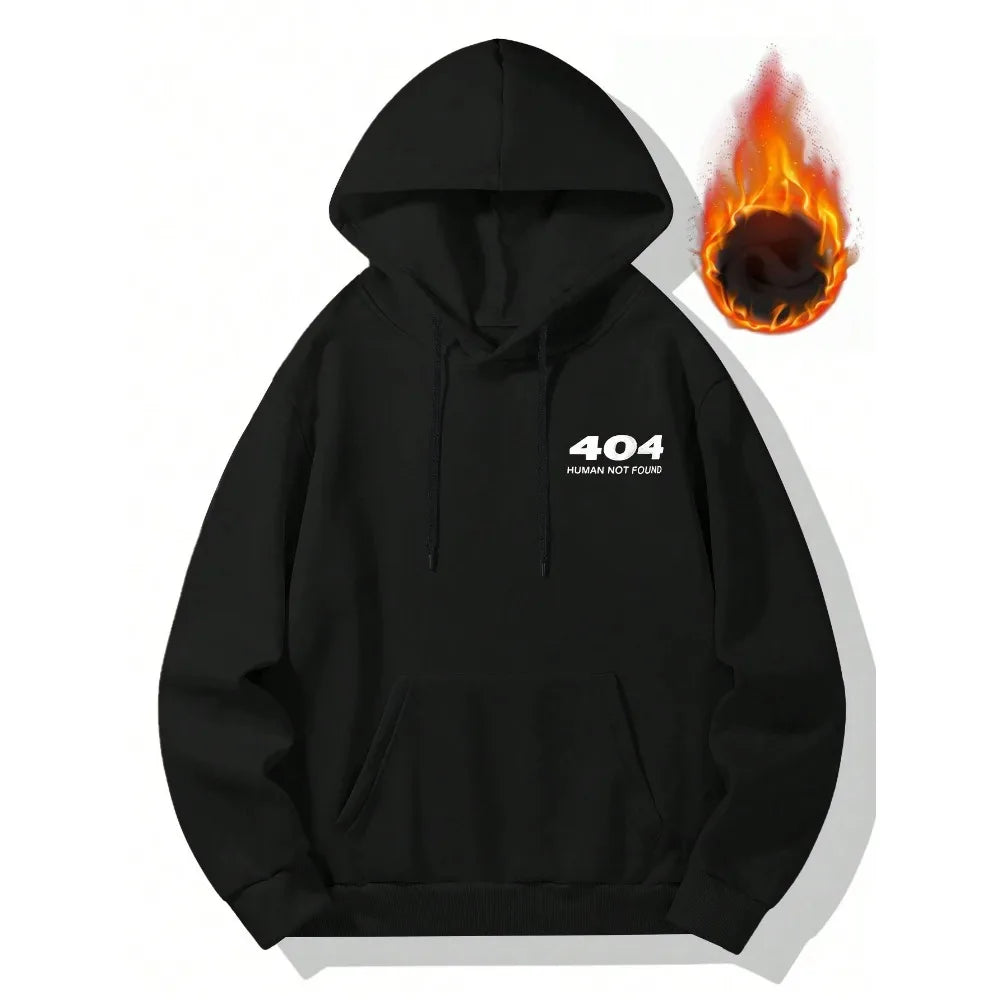 Autumn and Winter New Men's Hoodie Loose Long Sleeve Printed Comfortable Casual Sweatshirt with Kangaroo Pocket and Drawstring
