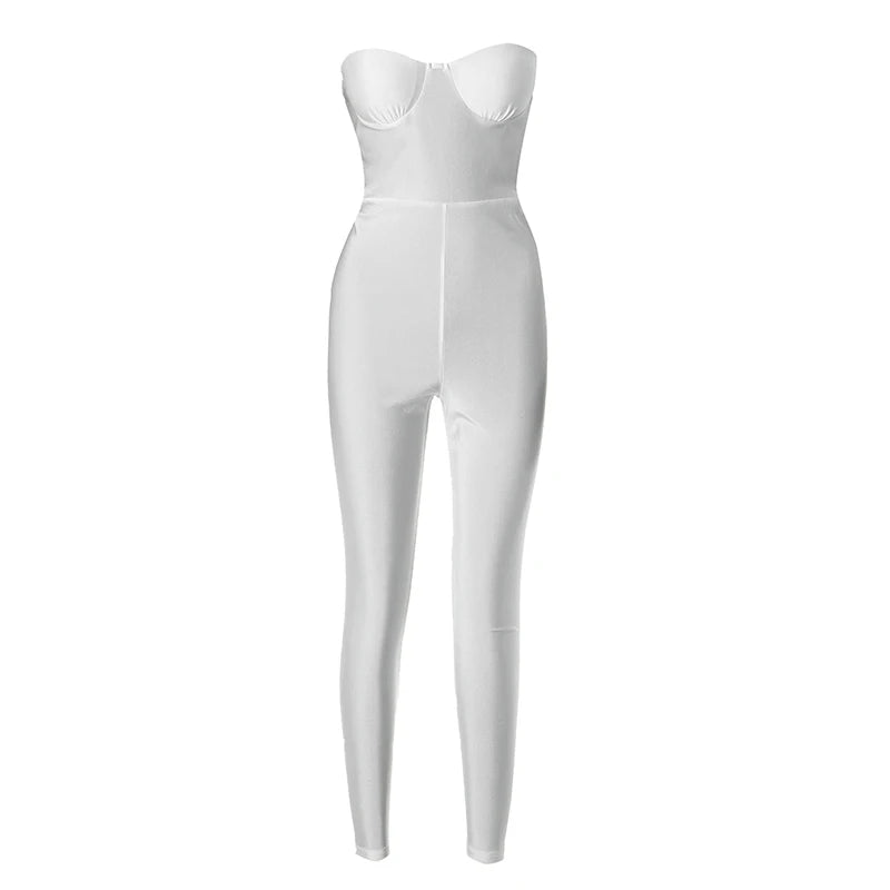 Weird Puss  Fitness Strapless Jumpsuits Women Sexy Body-Shaping Backless Sleeveless Solid Skinny Sporty Classic Trend Overalls