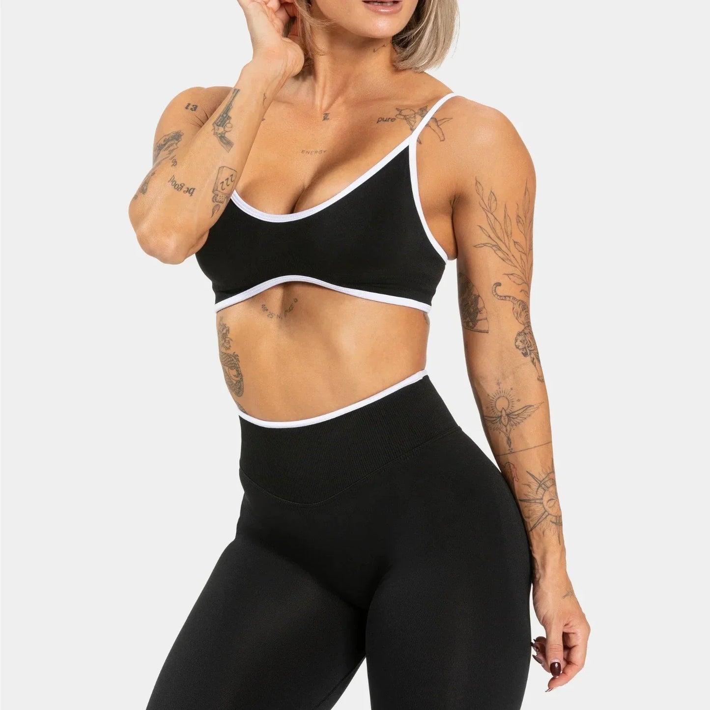 Summer Women's Solid Color Sports Suspender Bra Sexy Backless Knit with Chest Cushion Suspender Yoga Fitness Top