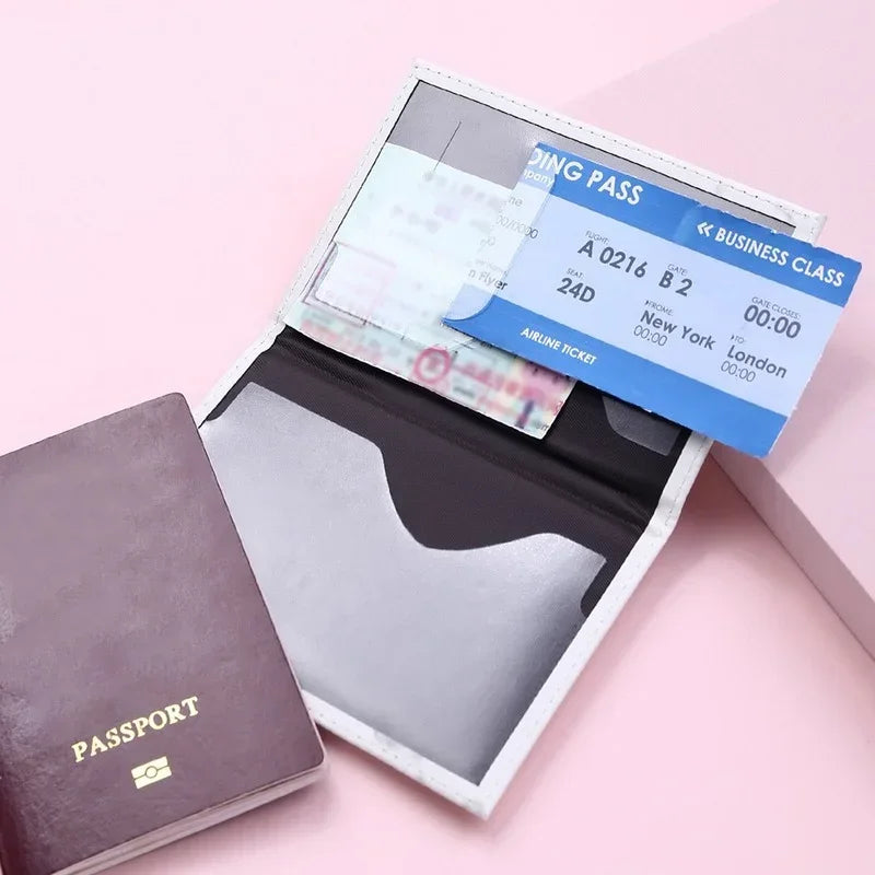 Women Cute Leather Passport Cover Air tickets For Cards Travel Passport Holder Wallet Case Travel  Accessory Credit Card Holder