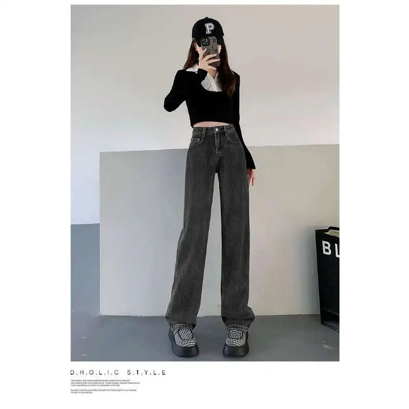 Ladies Vintage Wide Leg Girls High Waist Pants