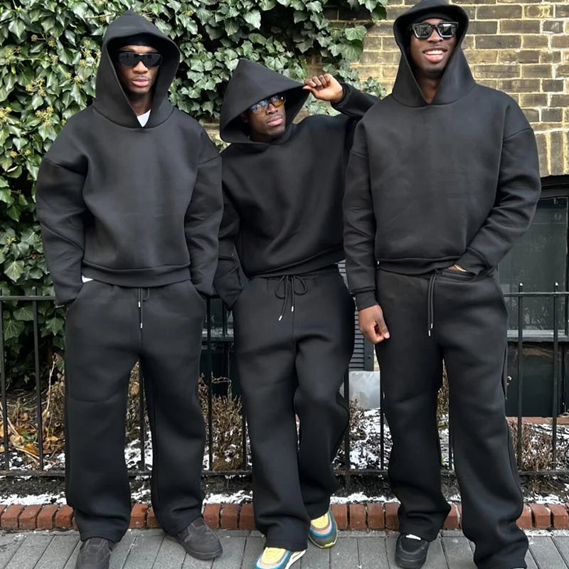 sweatsuit Casual Solid Couple's Hooded Sweatshirt Loose Sweatpants Jogging Sweatshirt Trousers Outfits Suits ﻿