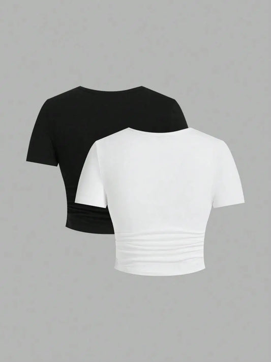 Simple Red Spider Printing Crop Tops Summer Street Fashion Women's Slim-fit T-Shirt Comfortable Soft High Elastic Female Clothes
