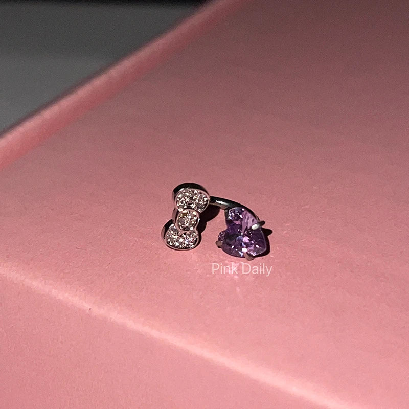 1PCS 1.2mm Bowknot Ring Stainless Steel Ear Bone Nail Shiny Screws Earrings Y2K Hottie Cochlea Piercing Body Jewelry