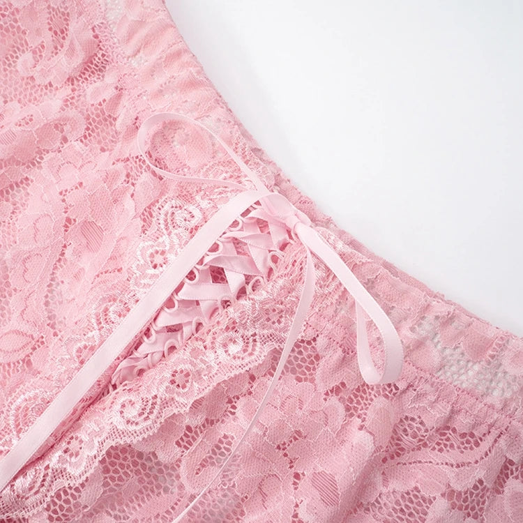 Lace Knee Length Pants, Summer Women Midi Waist Hollow Out Sexy Club Party See Through Leggings Pants