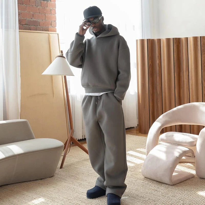 sweatsuit Casual Solid Couple's Hooded Sweatshirt Loose Sweatpants Jogging Sweatshirt Trousers Outfits Suits ﻿