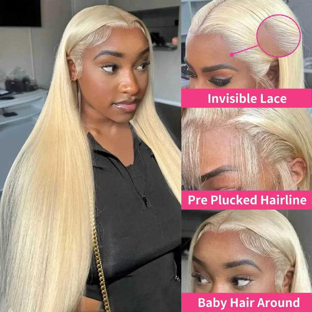 30 Inch 613 13x6 Lace Front Wig Human Hair 200 Density 613 Lace Front Wig Human Hair Straight Blonde Wig Human Hair Pre Plucked