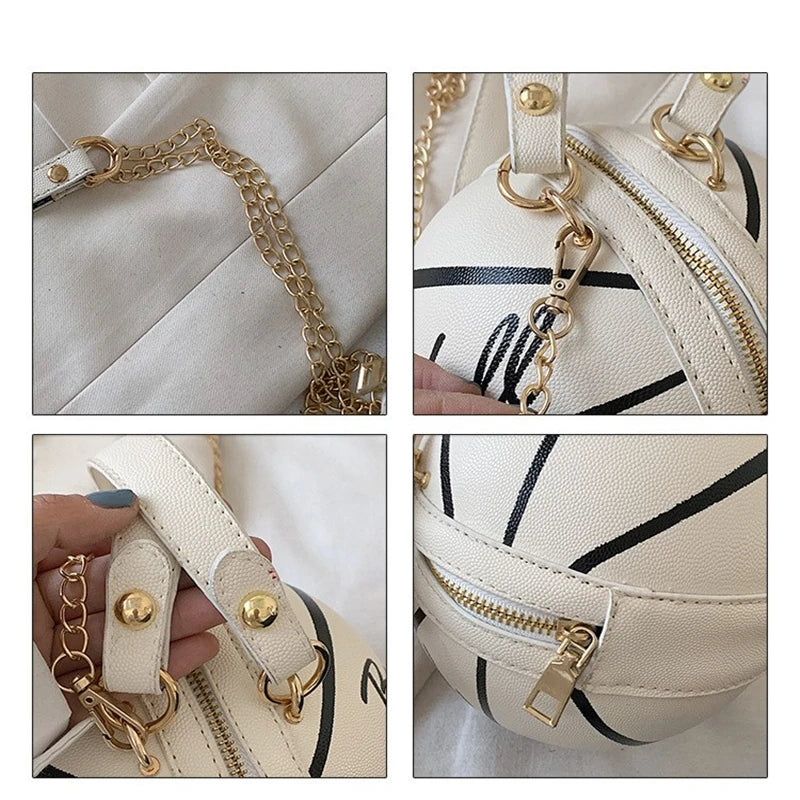 2024 Crossbody Bag New Network Red Personality Fun Pink Ins Versatile Chain Football Basketball Shoulder Bag Small Round Bag
