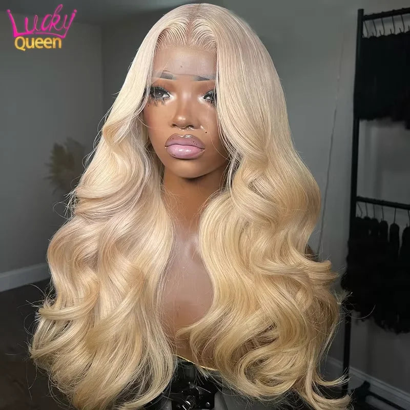 Ocean Blue Pre Plucked 613 Colorful Wigs 180Density Body Wave Light Blue Human Hair Transparent 13X4 13X6 Lace Frontal For Women