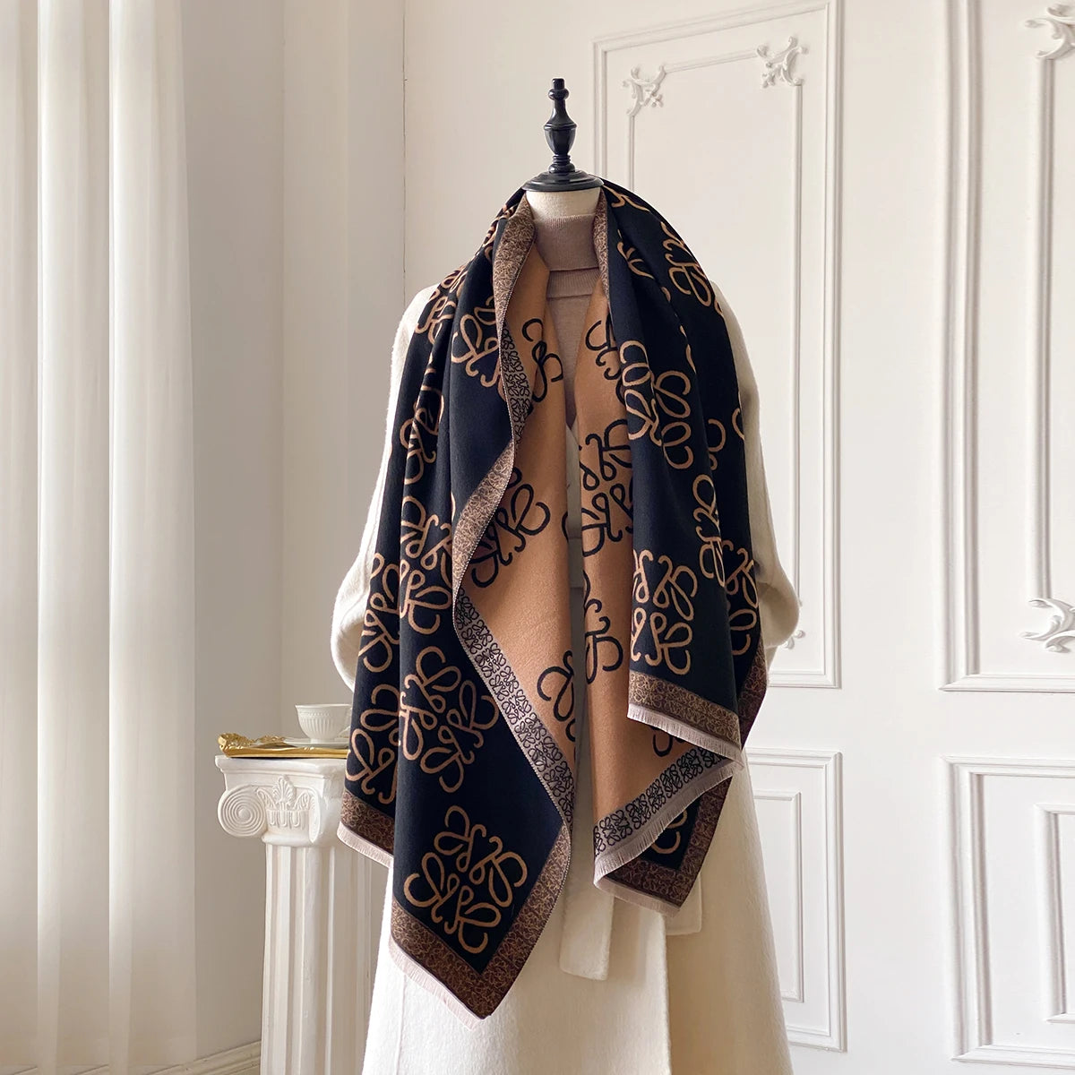 2025 New Women's Scarf Warm Scarf Shawl Simple Imitation Cashmere Scarf Thick Shawl Jacquard Fashion Autumn and Winter