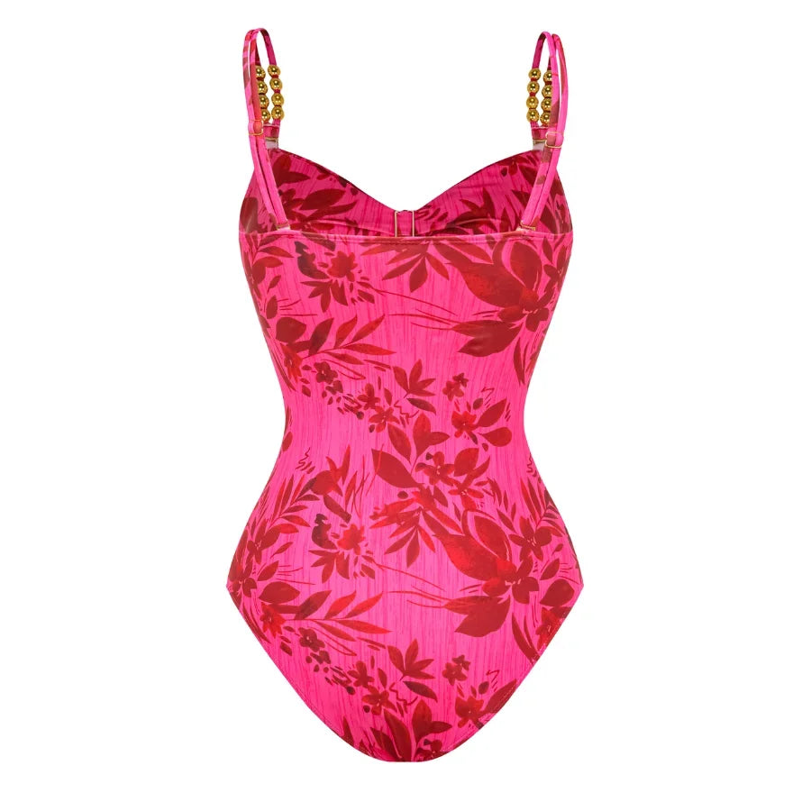 FLAXMAKER Retro Sling Belt Green Swimsuit and Skirt Swimwear  Clearance Wholesale Beachwear Bathing Suit