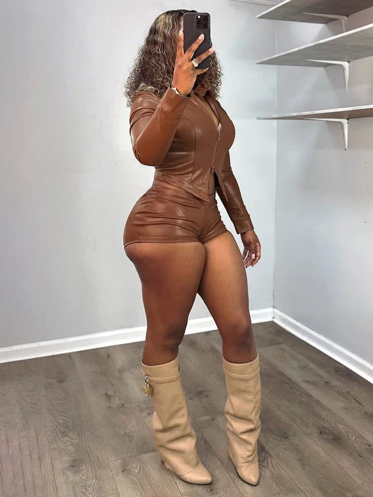 Weird Puss Hipster 2-Piece Set Women Tracksuit Trend Zip Stand Collar Jacket+Bike Shorts Matching Activity Hottie Street Outfits