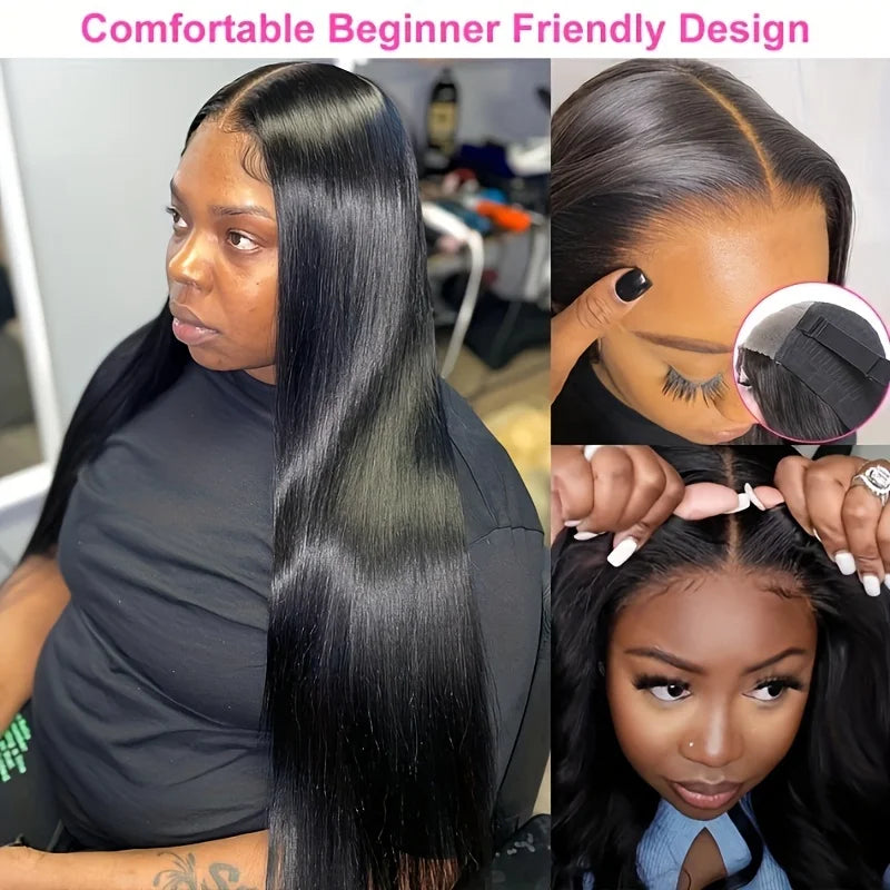 Bone Straight 13x4 Lace Frontal Wig For Women 5x5 Glueless Invisi-Drawstring Black Human Hair Wigs 360 Full Lace Wig Human Hair