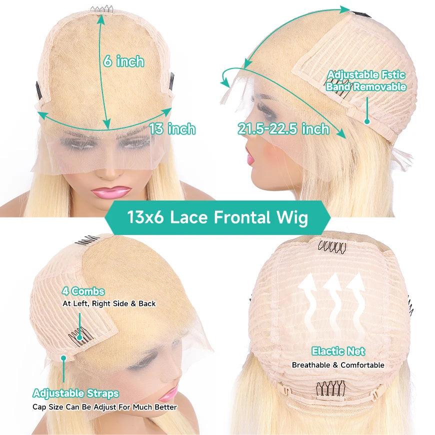 Cyan Blue Body Wave Human Hair Wigs Vietnamese Raw Hair 13x6 HD Lace Frontal Wig Blonde 613 Lace Front Human Hair Wigs For Women