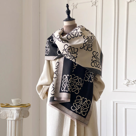 2025 New Women's Scarf Warm Scarf Shawl Simple Imitation Cashmere Scarf Thick Shawl Jacquard Fashion Autumn and Winter