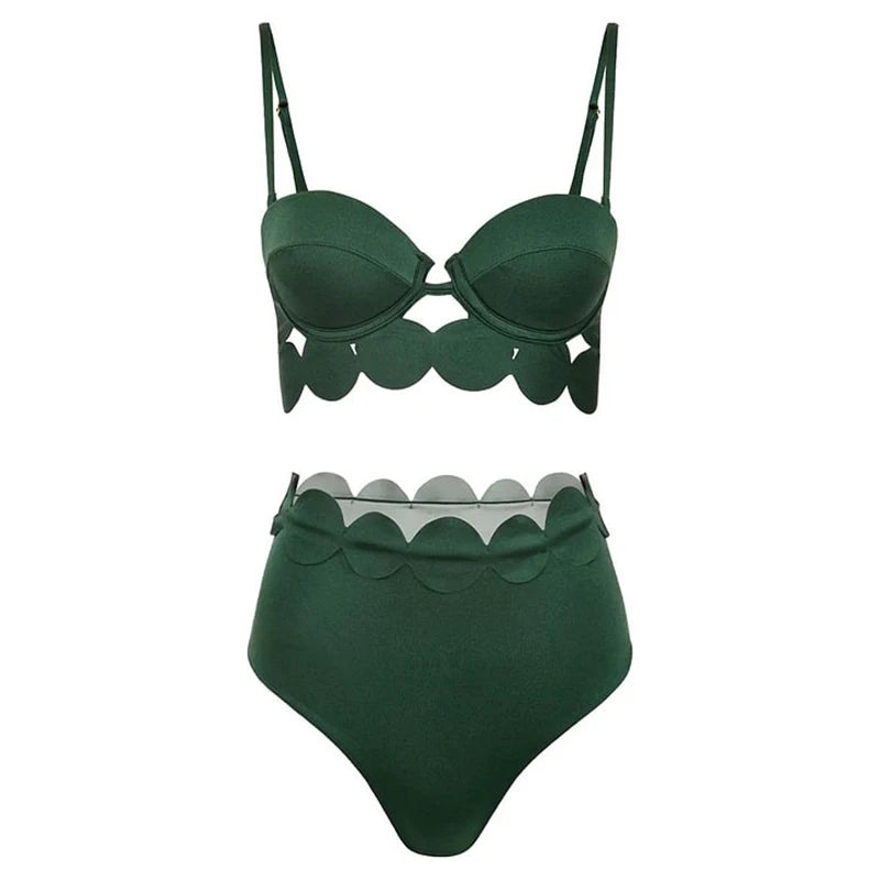 Summer Women Sexy Swimsuit Laser Cutting Circularity Bikini, Swimwear Vacation Beachwear Luxury Bathing Suit