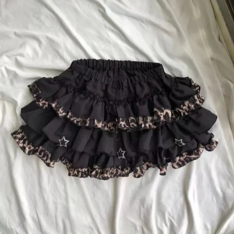 Subculture Gothic Skirt Women Clothing Sexy Leopard A-Line Vintage Streetwear Sweet Y2k Aesthetic Punk