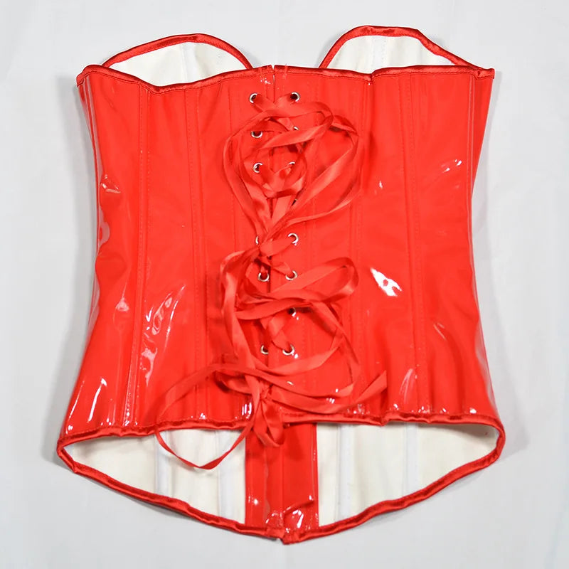 HLJ&GG Sexy Glossy Leather Two Piece Sets Women Off Shoulder Slim Crop Top+Leopard Shorts Outfits Fashion Y2K Streetwear