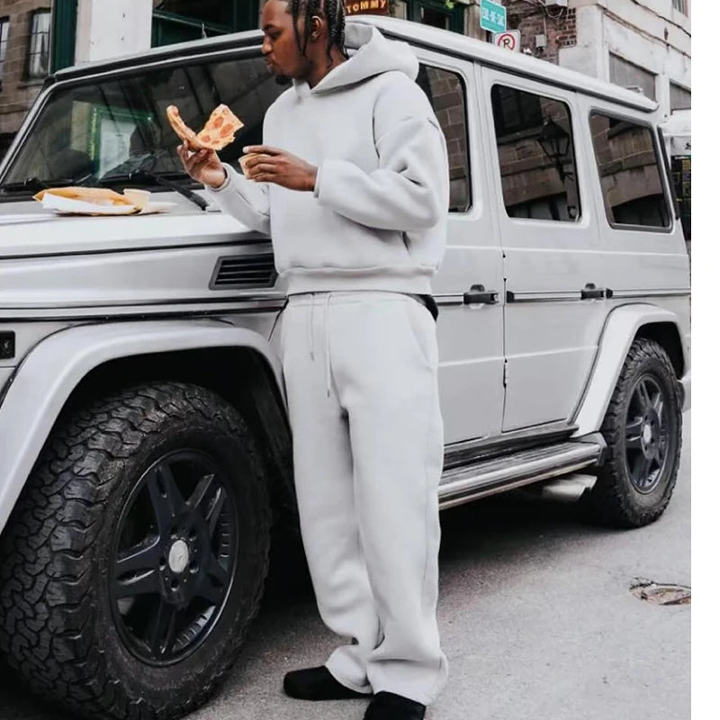 sweatsuit Casual Solid Couple's Hooded Sweatshirt Loose Sweatpants Jogging Sweatshirt Trousers Outfits Suits ﻿
