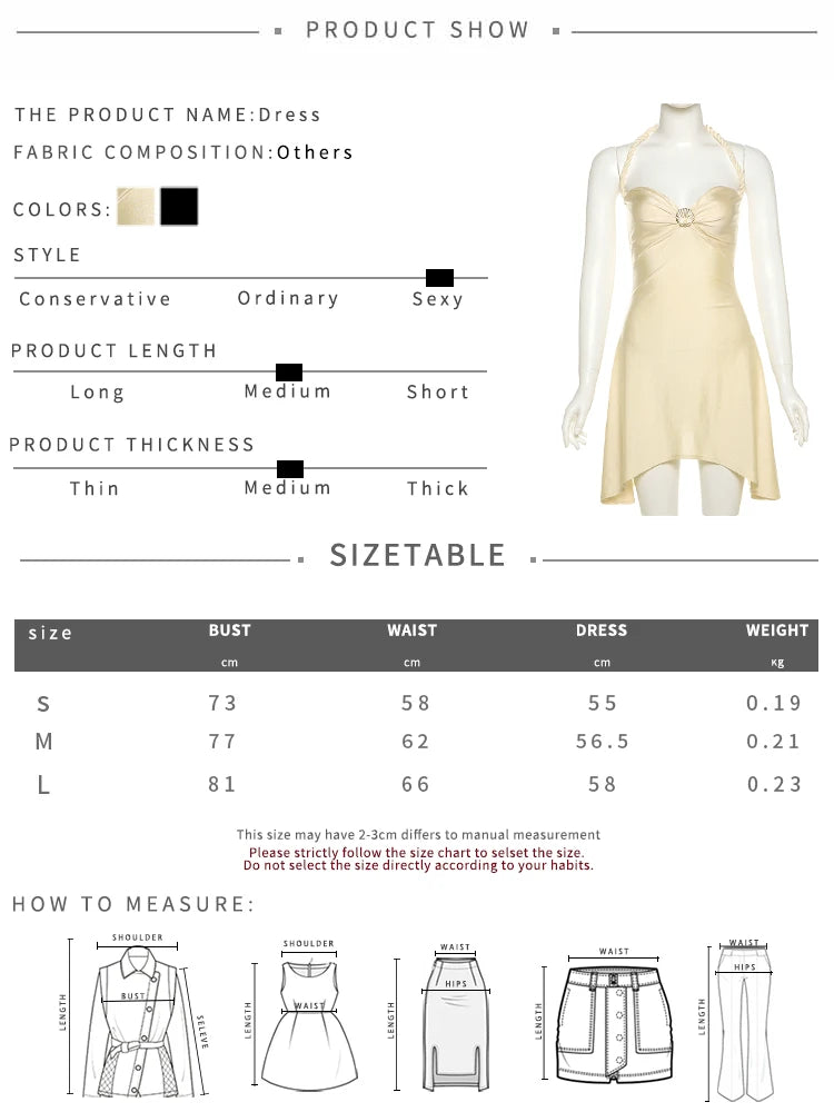 Weird Puss Shell Metal Satin Dress Women Y2K Plait Halter Sexy Low-Neck Irregular Backless Sleeveless Ruched Summer Mini Bodycon