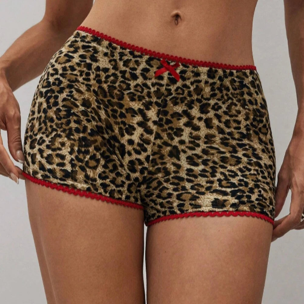 HLJ&GG Sexy Glossy Leather Two Piece Sets Women Off Shoulder Slim Crop Top+Leopard Shorts Outfits Fashion Y2K Streetwear