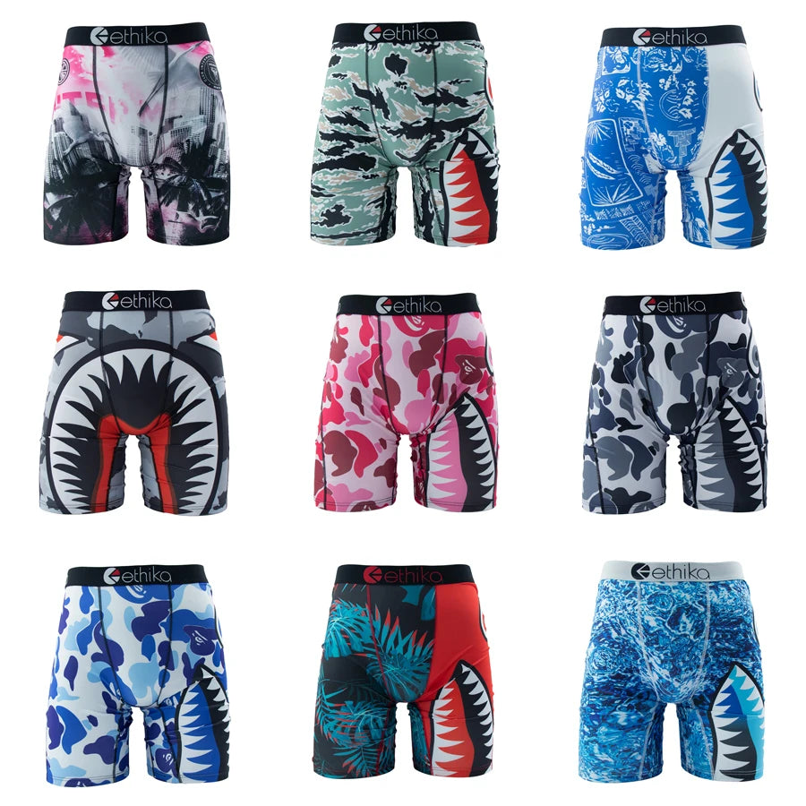 ETHIKA 1Pcs Sexy Men Underwear Boxers Breathable Man Swimming Underpants Plus Size S-3XL Mens Panties Trunks Men's Boxer Briefs