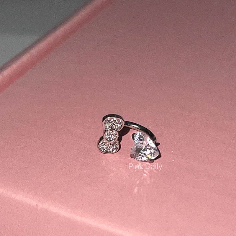 1PCS 1.2mm Bowknot Ring Stainless Steel Ear Bone Nail Shiny Screws Earrings Y2K Hottie Cochlea Piercing Body Jewelry