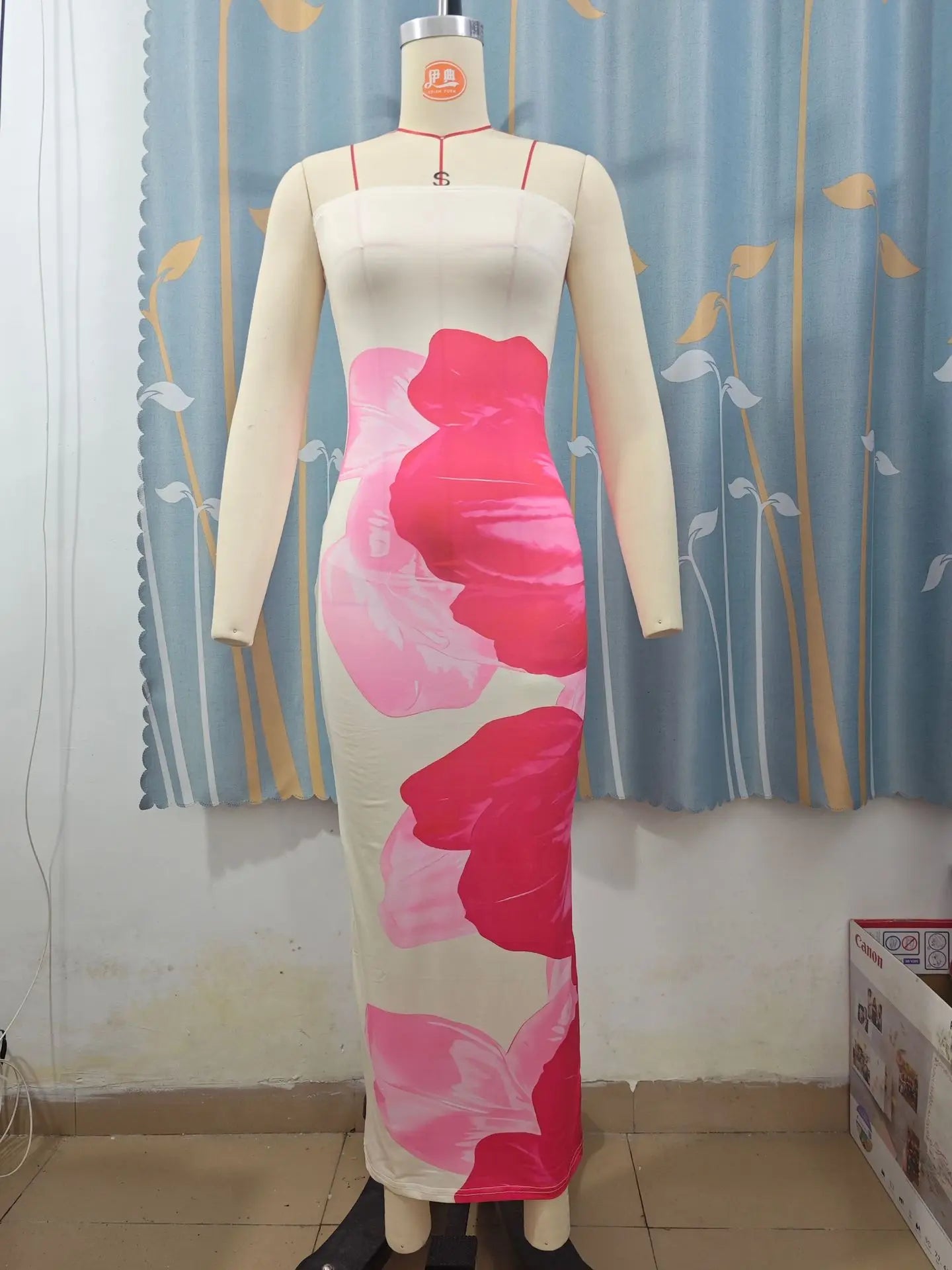 HLJ&GG Sexy Flowers Printing Bodycon Maxi Dresses Women Off Shoulder Sleeveless Backless Slim Vestidos Fashion Streetwear 2025
