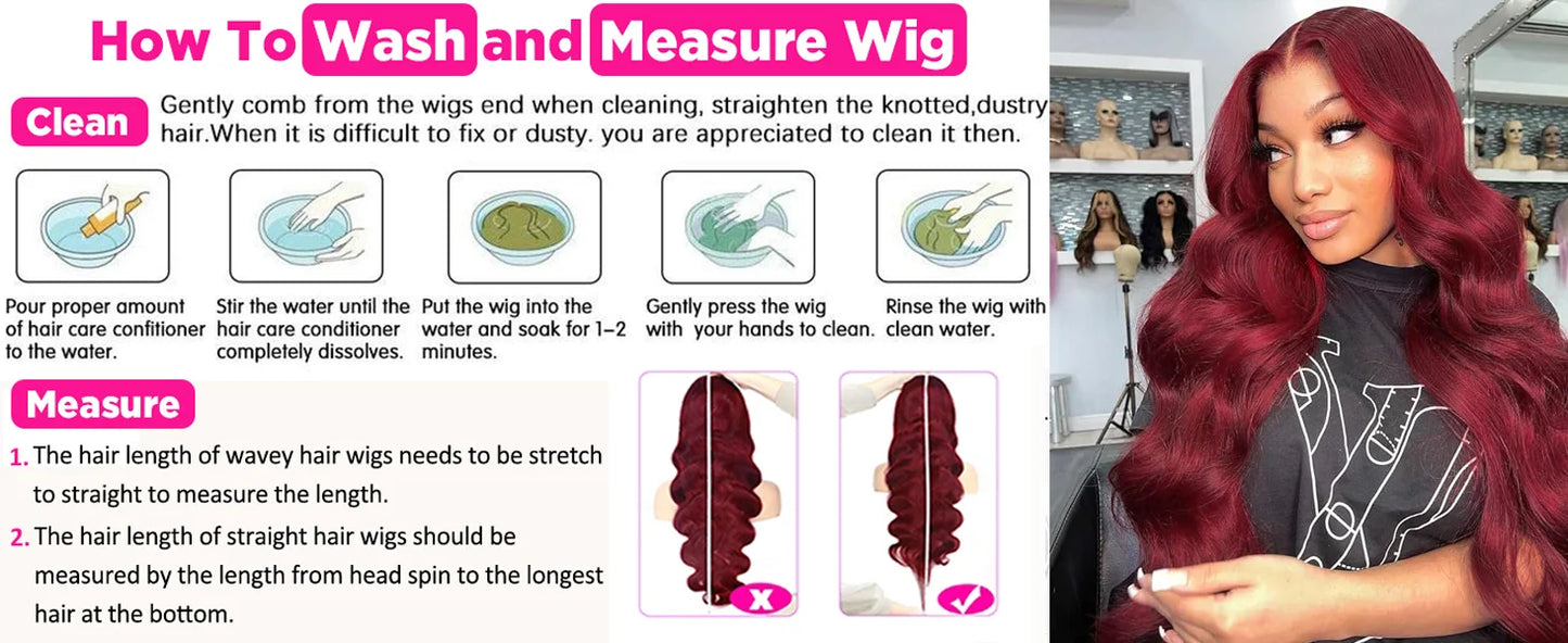 250%Density Body Wave 99j Burgundy Red Wig Human Hair 13x4 13x6 HD Lace Frontal Wig Human Hair Pre Plucked 100% Real Human Hair