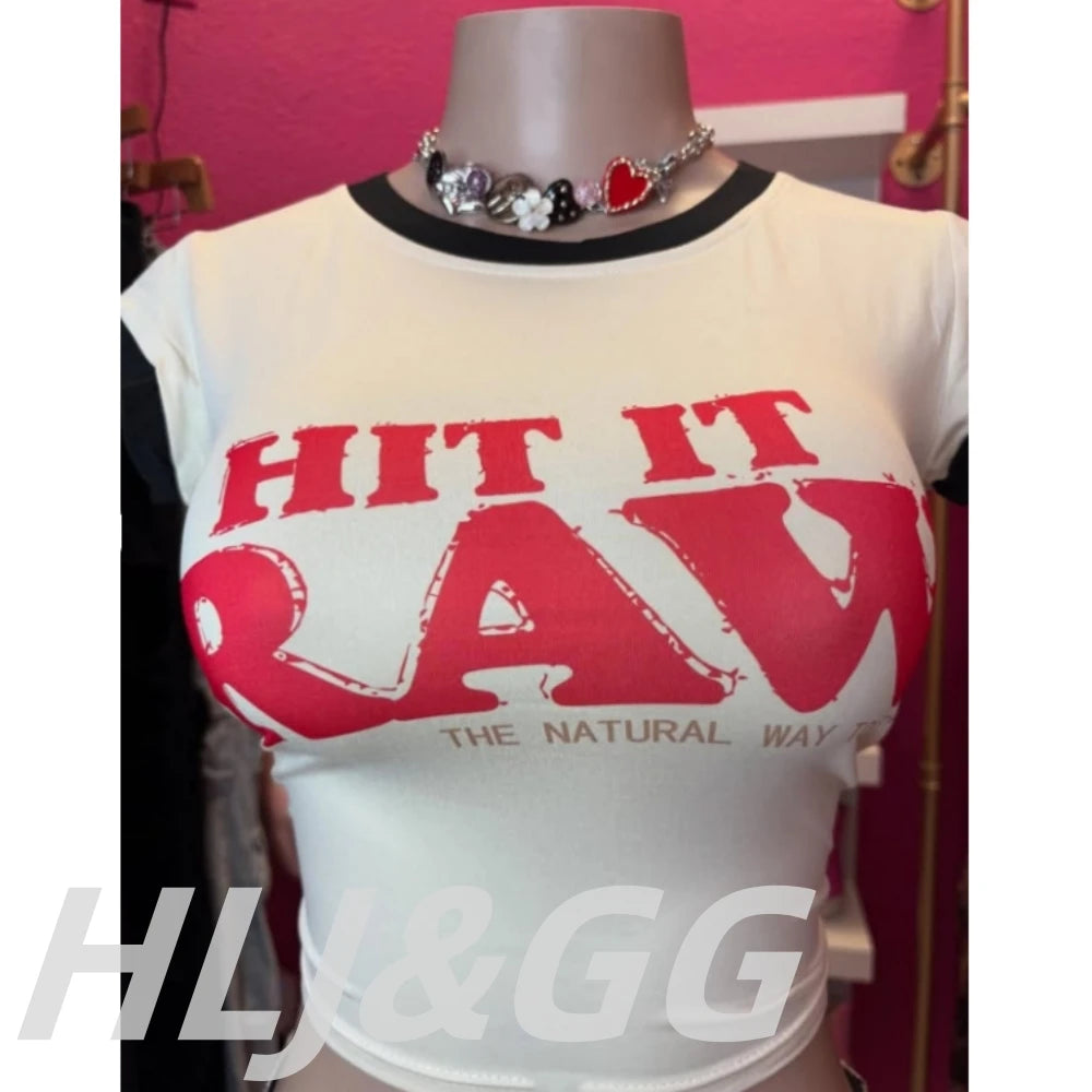 HLJ&GG Y2K Fashion Letter Printing Sequin Shorts Two Piece Sets Women Round Neck Short Sleeve Slim Crop Top And Shorts Outfits