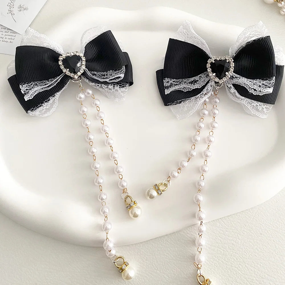 [1pair] Lolita cosplay Girl hairpin Bow barrette cute hair accessories japanese aesthetic hair clips y2k cute items for girls