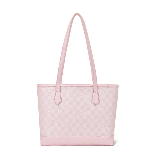 Vintage Printed Tote Bag Cute Pink Travel Bag Large Capacity Women'S Handbag Casual Commuting Shoulder Bag