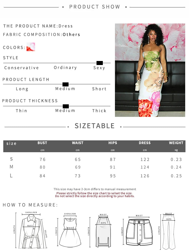 Weird Puss Colorful Flowers Dress Women Y2K Sexy Strapless Tight Stretch Summer Hipster Trend Midnight Clubwear Skinny Vestidos