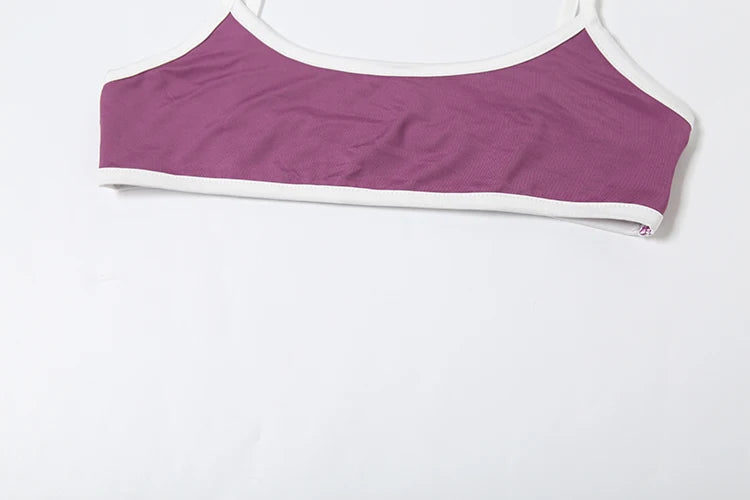 Weird Puss Casual Women 2 Piece Set Tracksuit White Edging Camisole+Side Bandage Shorts Matching Stretch Sporty Streetwear Suits