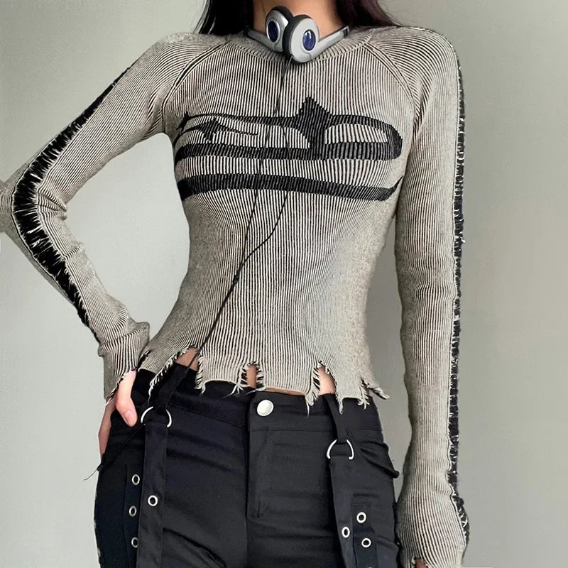 HLJ&GG American Vintage Y2K Leather Shorts Two Piece Sets Women Long Sleeve Knit Top And Shorts Outfits Fashion Streetwear New