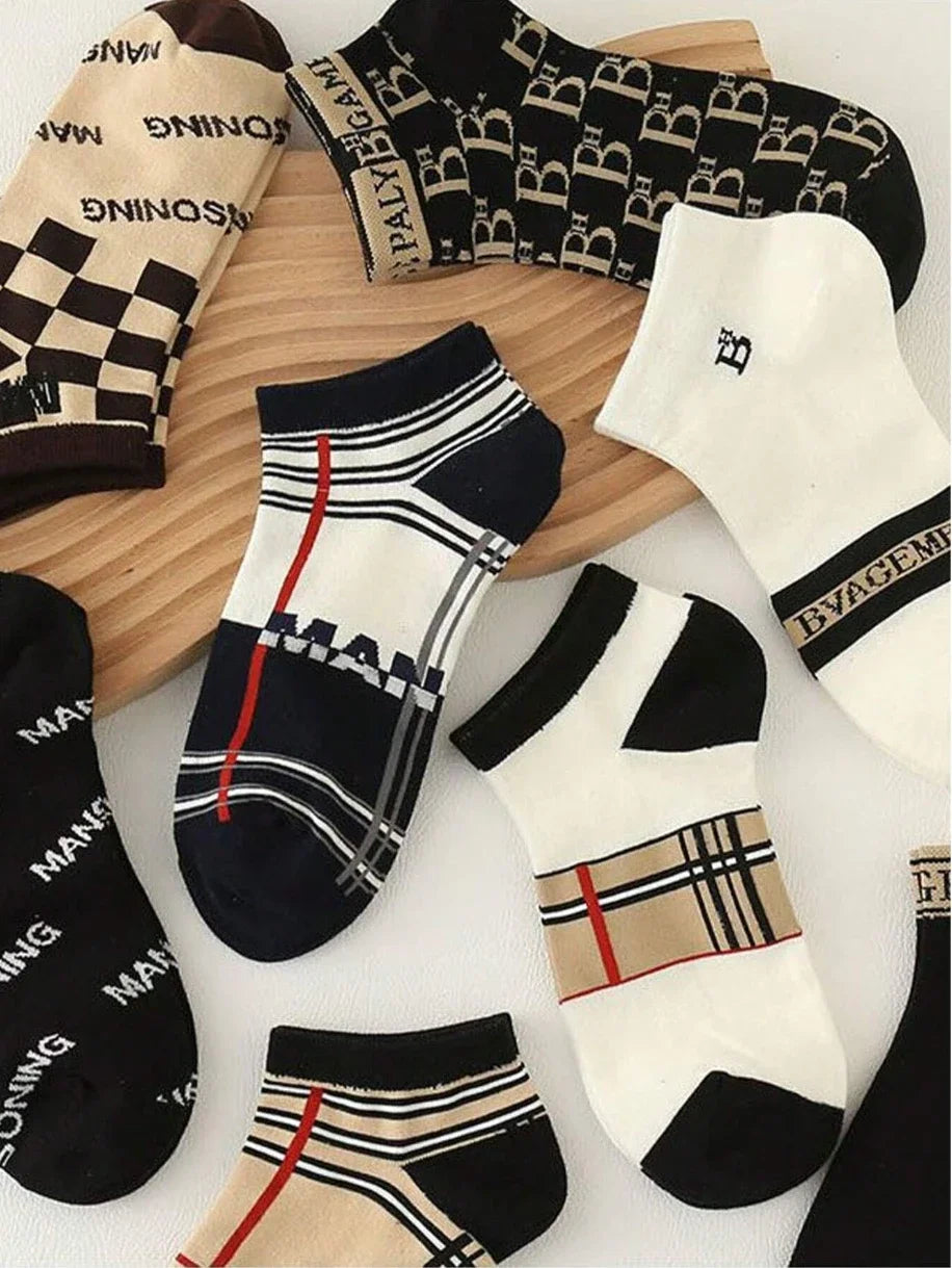 5PCS Men's Thin Low-Cut Socks Breathable Anti-Odor Moisture-Wicking Lightweight Comfortable Versatile for Daily Wear
