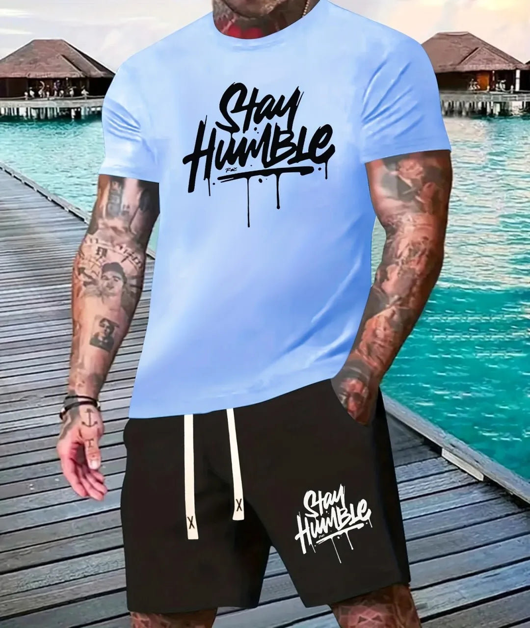 2025 summer new 3D digital printed men's suit Fashion short sleeve shorts suit Outdoor street men's sports shorts Summer daily c
