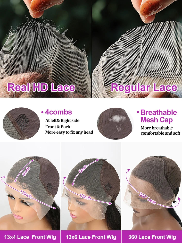 30 40Inch Human Hair 13x6 13x4 HD Lace Frontal Wig Brazilian Loose Deep Wave Curly Human Hair 360 Full Lace Front Wig Preplucked