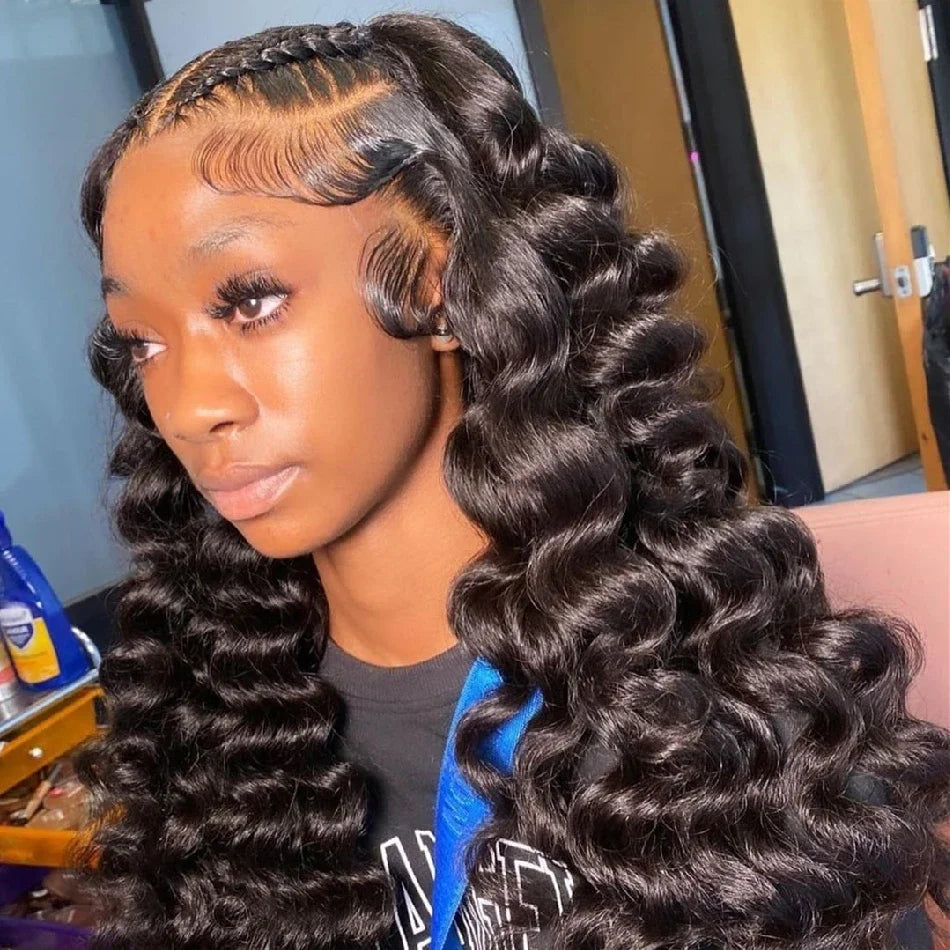 30 40Inch Human Hair 13x6 13x4 HD Lace Frontal Wig Brazilian Loose Deep Wave Curly Human Hair 360 Full Lace Front Wig Preplucked