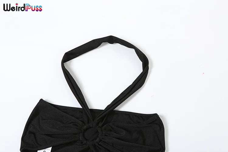 2 Piece Set, Cross Wrapped Camisole+Ruched Hollow Leggings