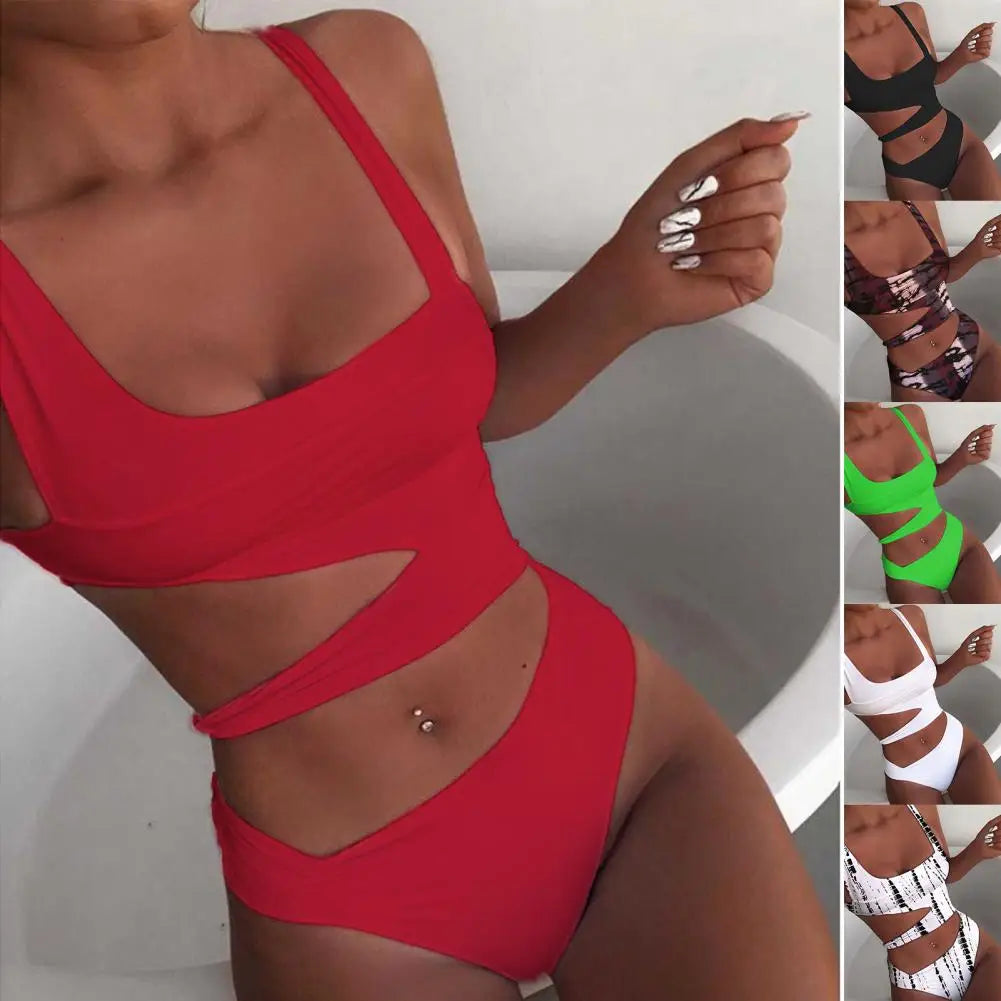 Women Swimsuit Sexy Stain Resistant Shoulder Strap Bikini Set Slim Fit Push Up Summer Beachwear For Holiday