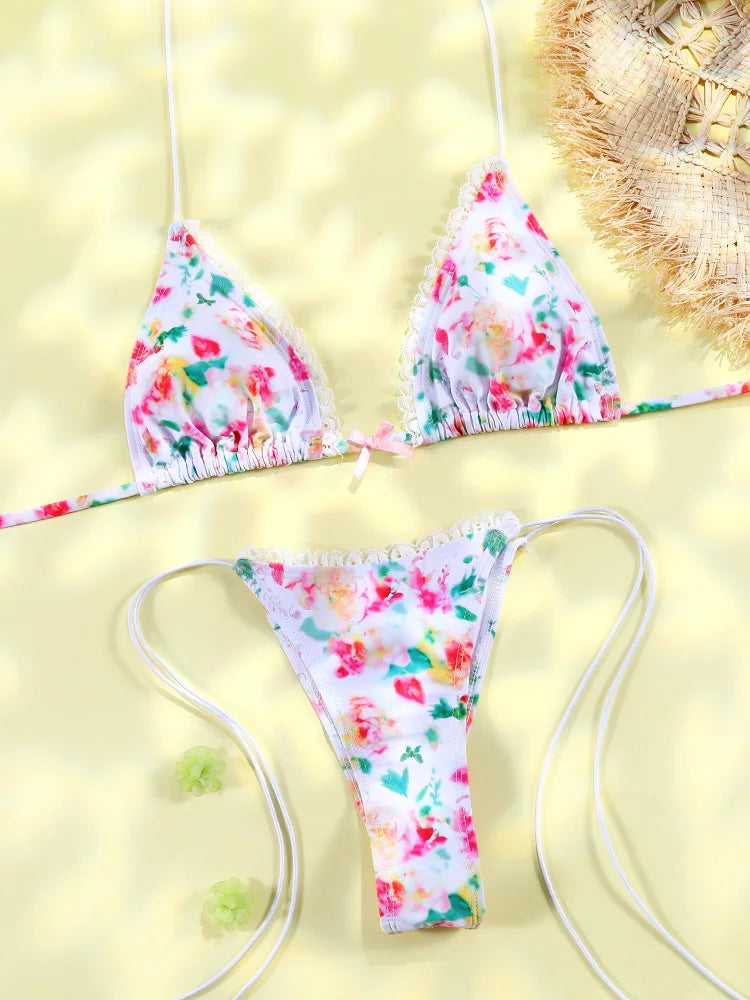 Brown Color Bikinis Bow Swimwear Women'S Summer Swimsuit 2025 Sexy Bikini Set Low Waist Beachwear Push Up Bathing Suits