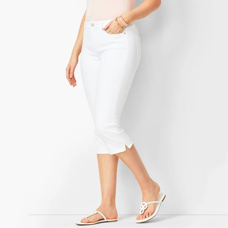 Knee Length Jeans female Elastic High Waist Mom Jeans Oversize